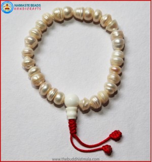 Pearl Wrist Mala with Fixed Knot