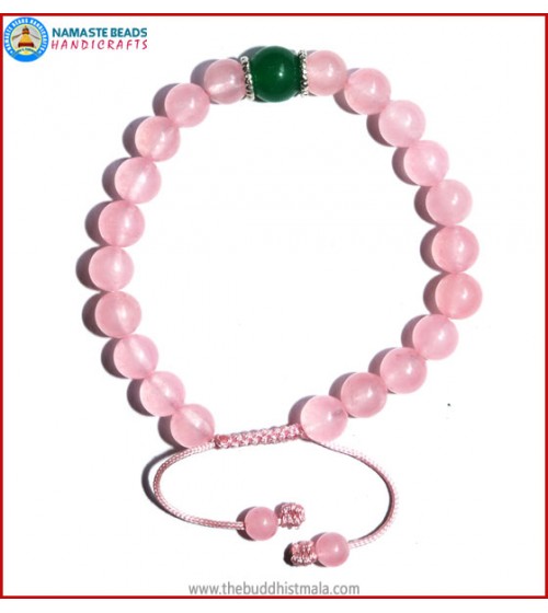 Rose Quartz Bracelet with Green Jade Bead