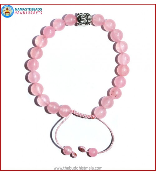 Rose Quartz Bracelet with Buddha Head Bead