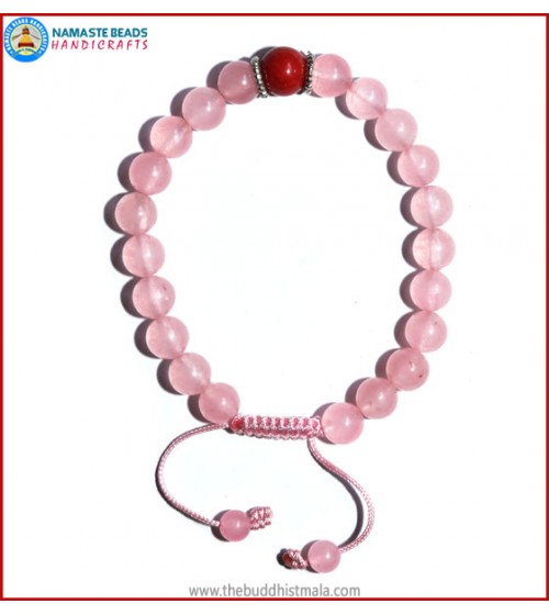 Rose Quartz Bracelet with Coral Bead