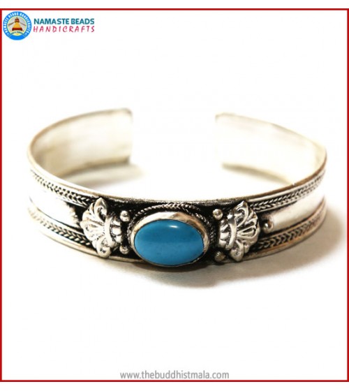 "Turquoise" White Metal Bracelet