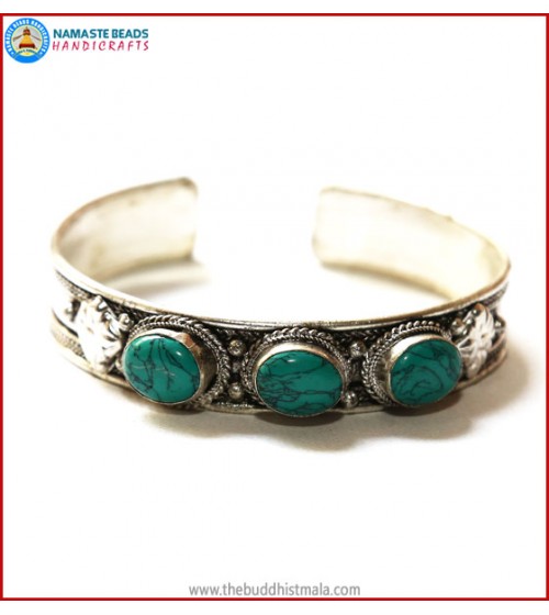"Turquoise" White Metal Bracelet