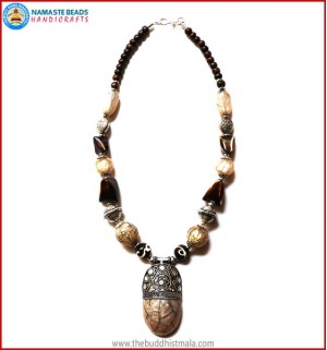 Horn & Resin Dzi Beads Necklace