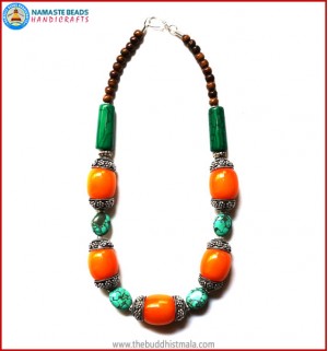 Turquoise & Resin Amber Necklace