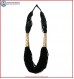 Black Beads & Carved Bone Necklace