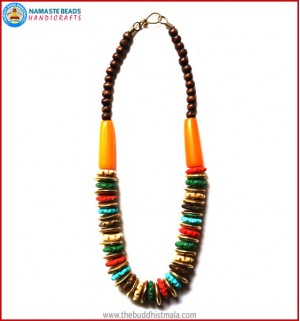 Mix Color Bone & Brass Beads Necklace