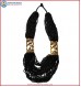 Black Beads & "Elephant & Lion" Carved Necklace