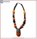 Resin Amber & White Metal Beads Necklace